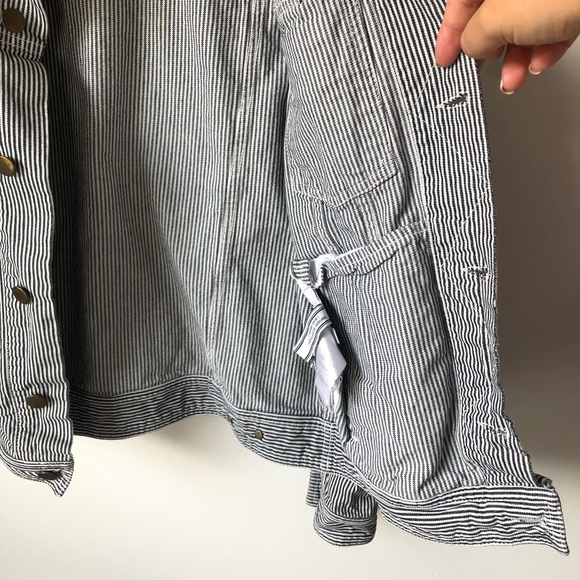 AMI Striped Denim Jacket Black and White - Picture 7 of 16